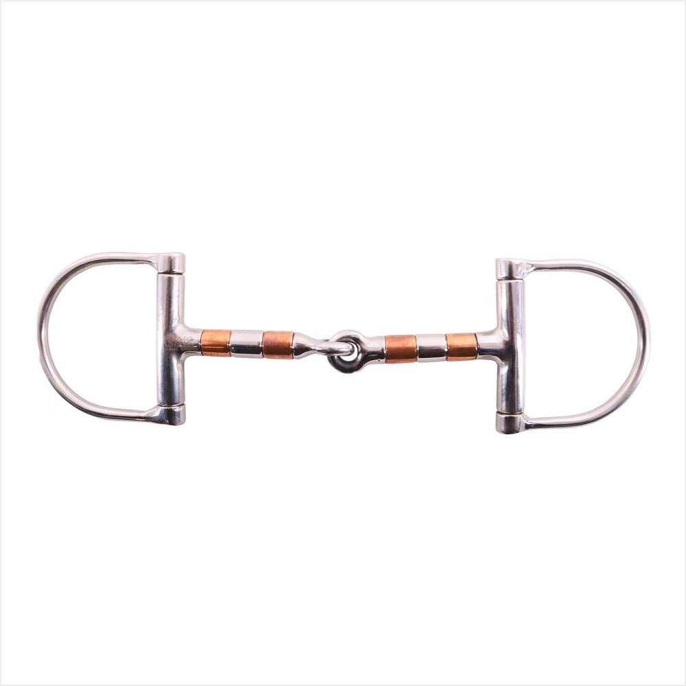 AK D-Bit with Cooper Roller Mouth with Single Joint Horse Riding Bits