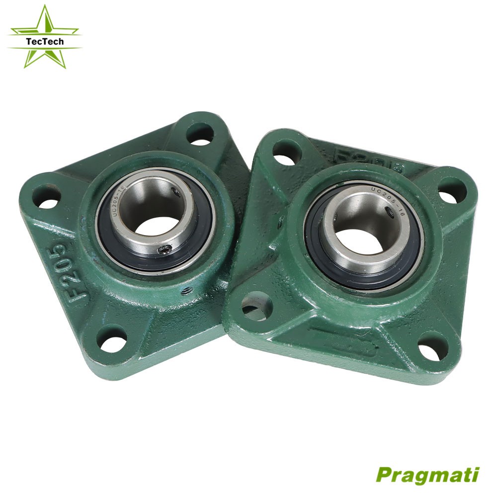 2 Pcs UCF205-16 Solid Base Pillow Block Flange Mounted Bearing 1" Bore 4 Bolt
