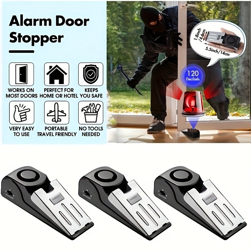 Precision-Made Robust Stable Quick-Install 3PCS Dual-Function Door Stopper Alarm