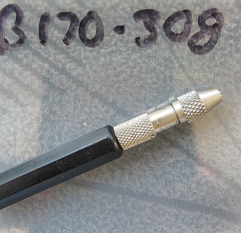 🗽VINTAGE STARRETT PIN VISE OCTAGONAL HANDLE 0-.040"