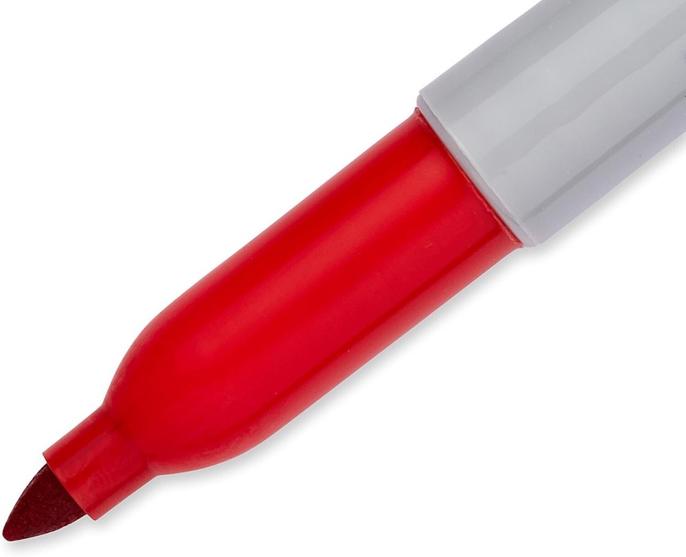 Sharpie Permanent Markers, Fine Point, Red, 12 Count