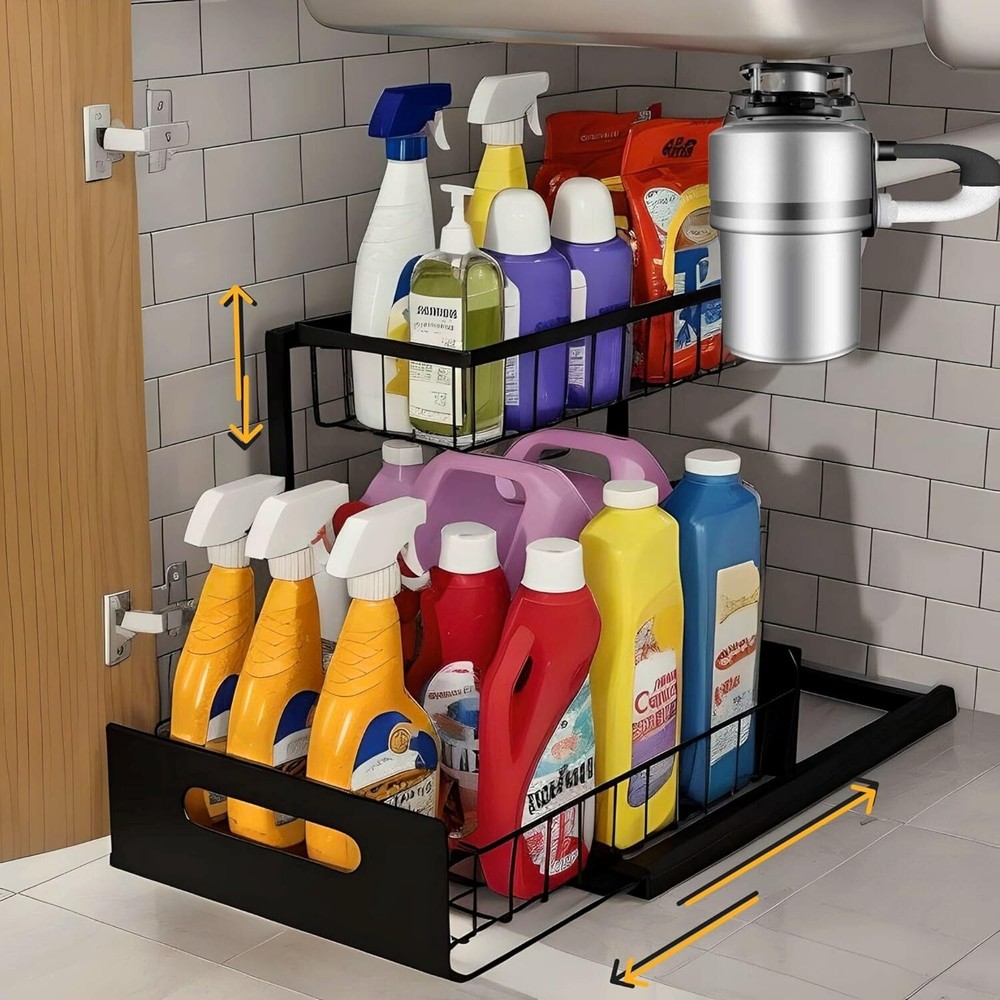 1"Under Sink Storage Organizer – Maximize Space and Keep Your Kitchen Tidy"