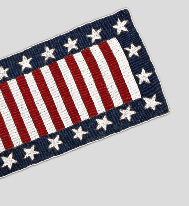 4th July Table Runner Flag Beaded Table Runner Independence Tableware 13X36In
