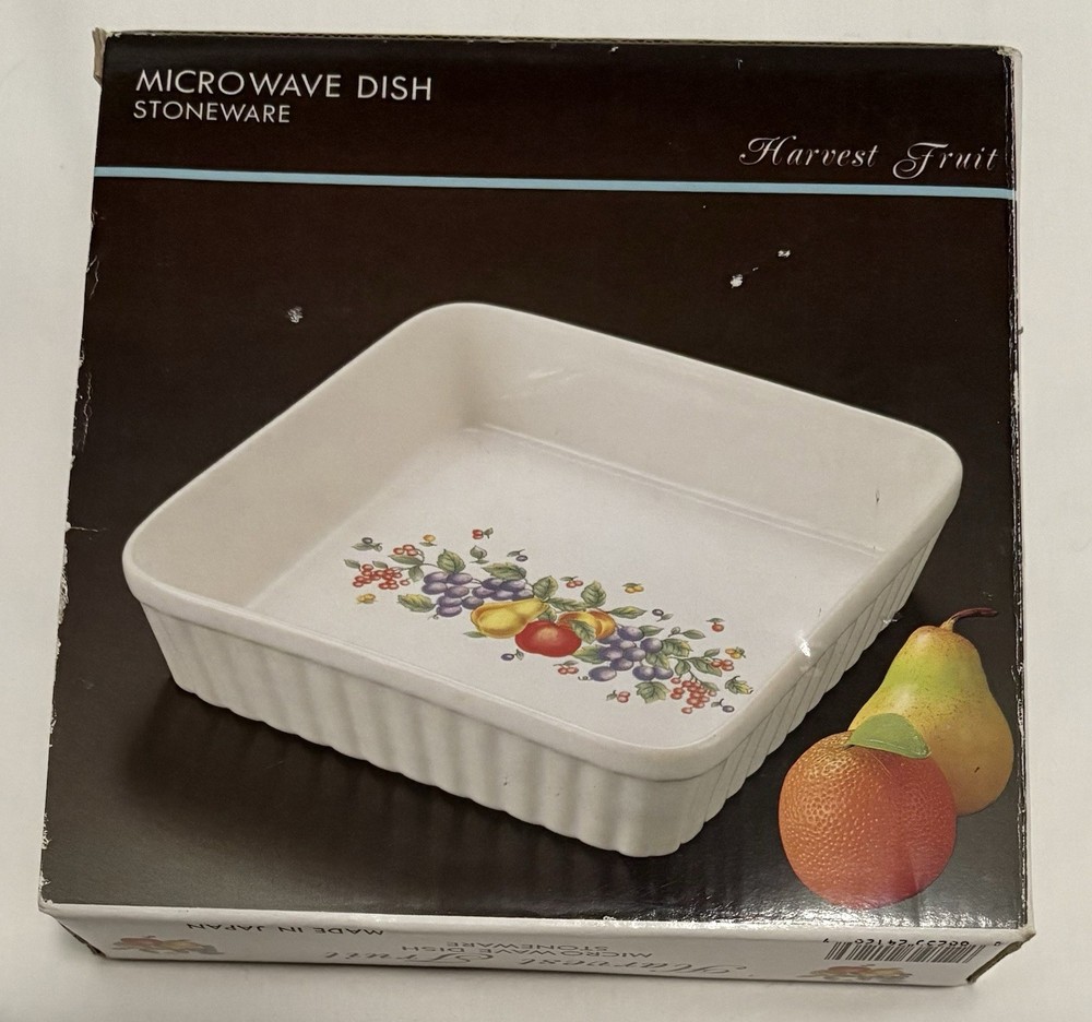6" Square Bakeware Fruit Pattern New In Box Made In Japan