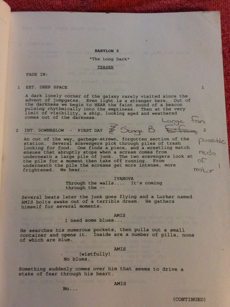 ORIGINAL SCRIPT BABYLON 5 THE LONG DARK #205 BRUCE BOXLEITNER JERRY DOYLE
