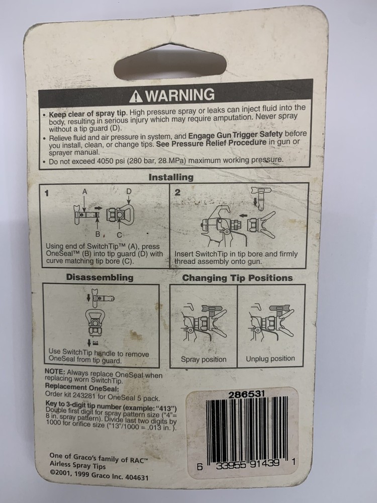 GRACO 286531 RAC5 Switch Tip