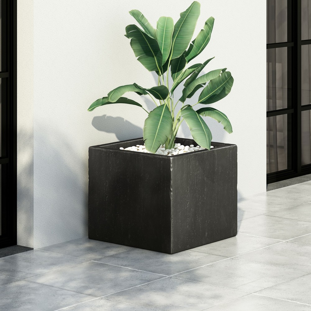 Fardeen Outdoor Modern Cast Stone Square Planter