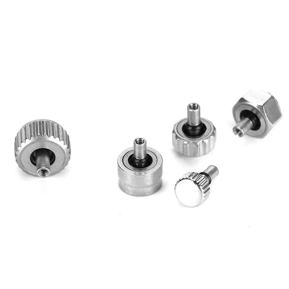60Pcs 12-Pattern Stainless Steel Watch Crown Flat Head Assortment Replacement