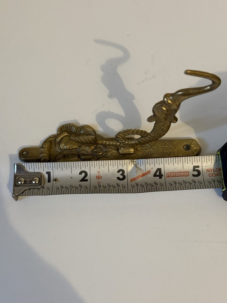 Vintage Solid Brass Wall Hook Serpent-Style With Faces Ornate