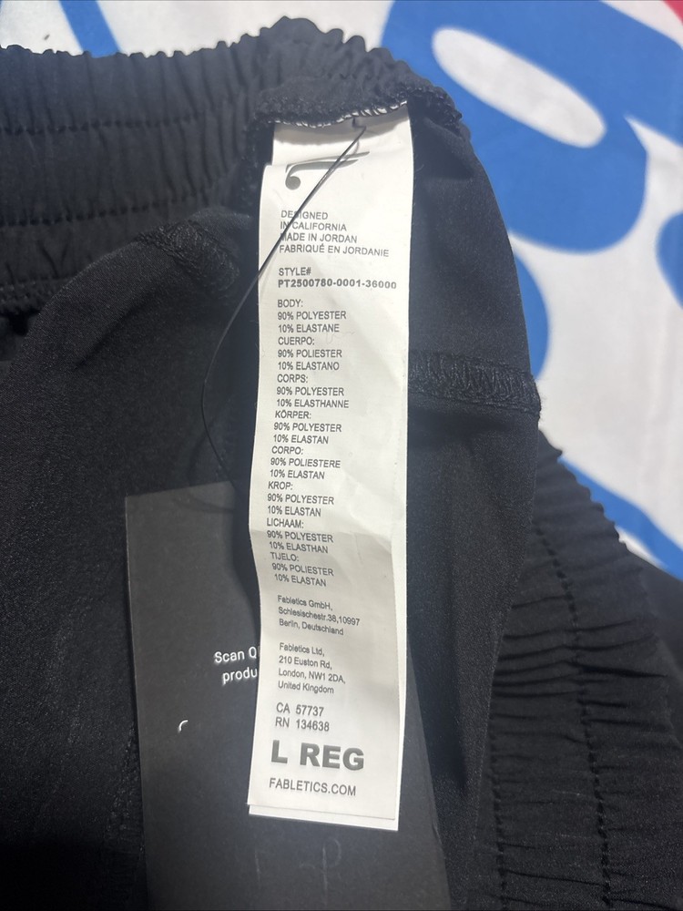 NWT Size Large Regular Fabletics Black Pants 90% Polyester 10% Elastic