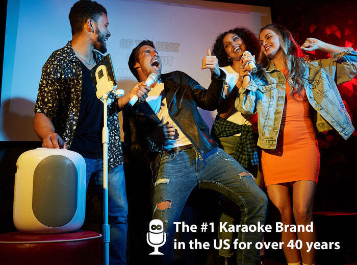 SINGING MACHINE SINGCAST ULTIMATE KARAOKE SYSTEM W/ MICROPHONES, WHITE