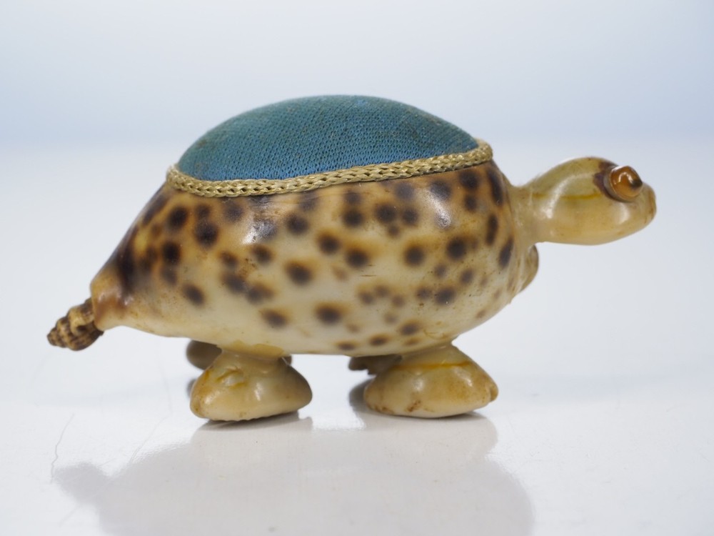 Vintage Hand Crafted Sea Shell Turtle Sewing Pin Cushion