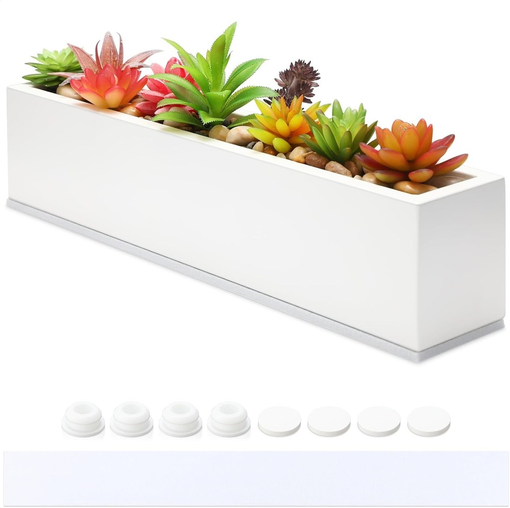 1 Pcs Long Rectangular Planter Box Window Sill Plant Box Metal Water Trough