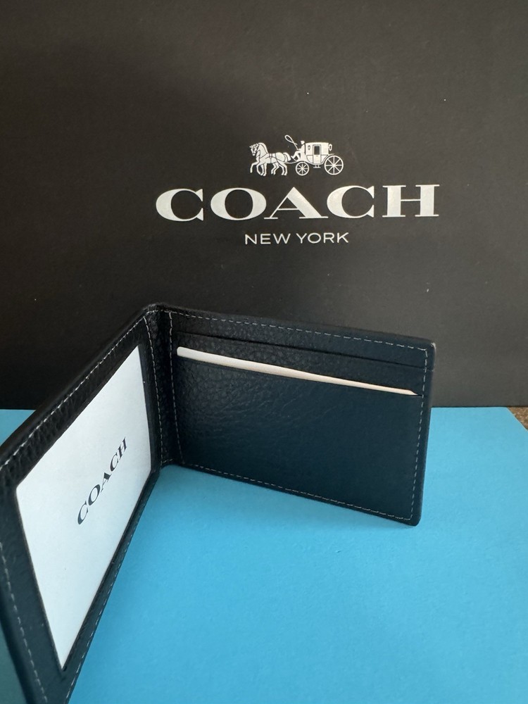 NWT Coach Compact Billfold With Lightning Bolt Print Leather Black Multi