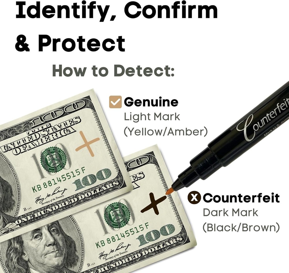 Durable 5-Pack Counterfeit Bill Tester Pens - Fast Detection & Prevention