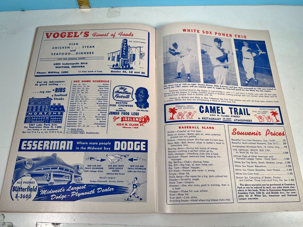 14 June 1952 Chicago White Sox Baseball Program v Boston Unscored 🔥