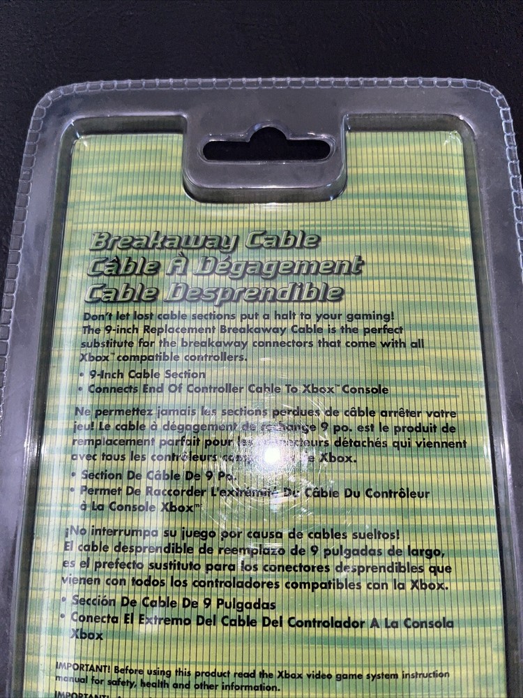 *BRAND NEW* Controller Breakaway Cable (Microsoft XBOX) InterAct 9” For Xbox