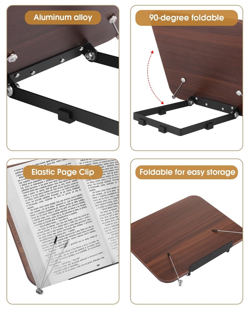Desk Book Stand, Reading Rest Holder, Angle Adjustable for Textbooks, Documen...