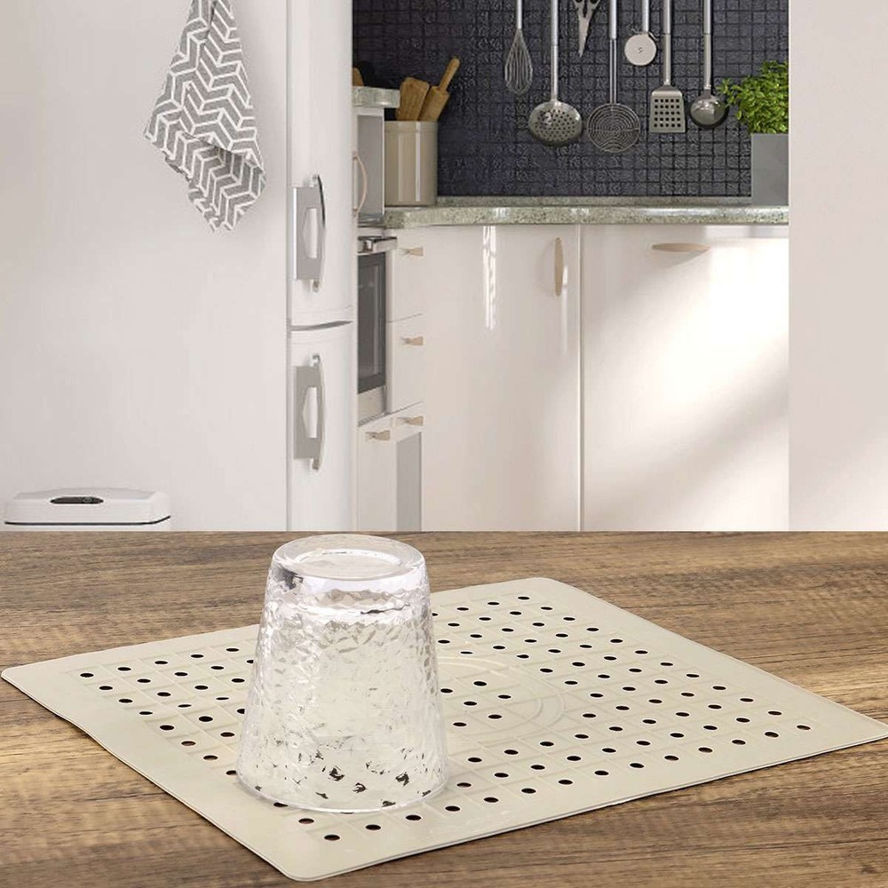 2 Pack Kitchen Sink Mat Drain Pad Protector 10" x 12" Non-Slip Rubber Durable US