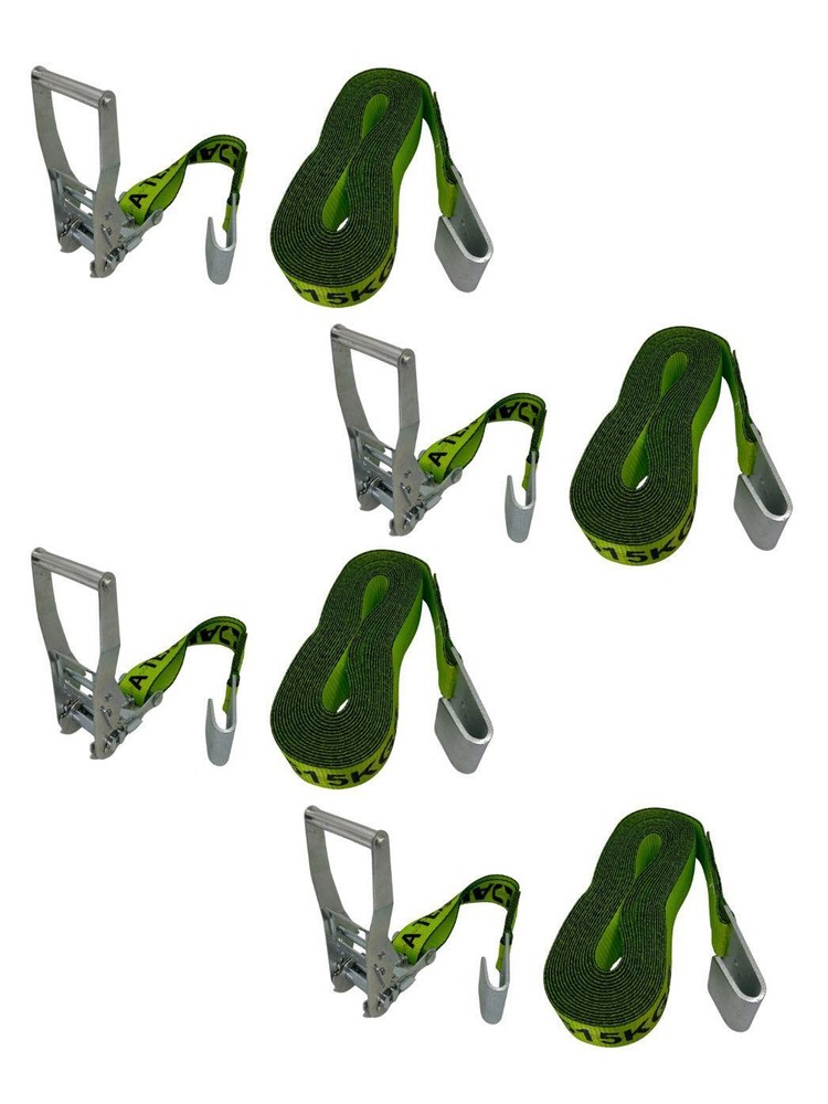 2”X30’ High Vis Ratchet Strap with Flat Hook 4 Pack