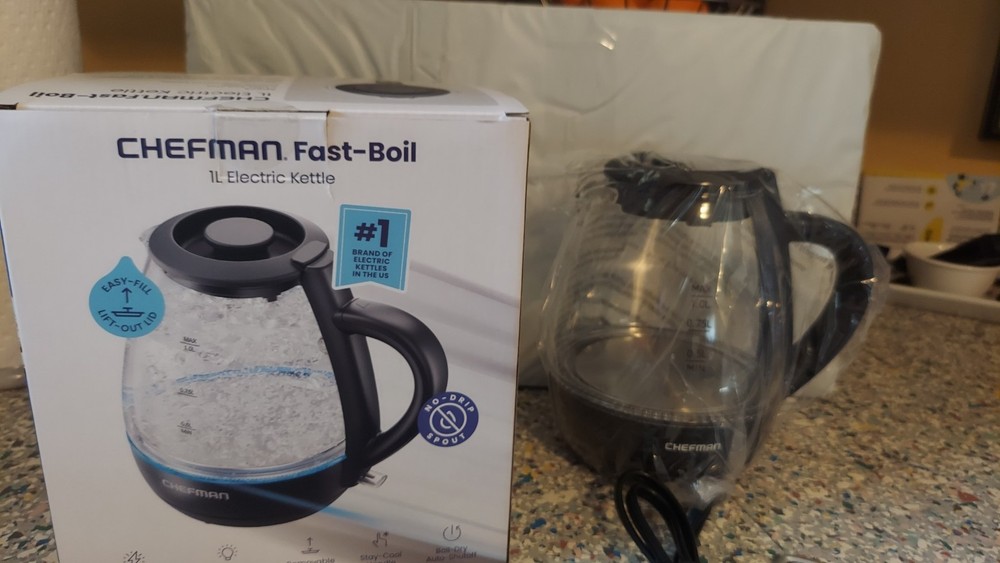 Chefman 1L Rapid-Boil Electric Kettle with Auto Shutoff - ...