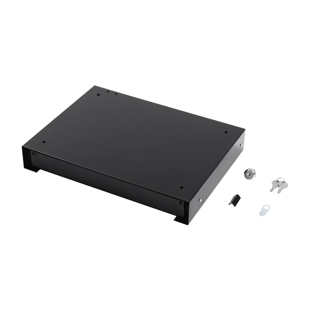 Lockable Compact Under Desk Sliding Drawer Black Metal Pull Out Storage Box