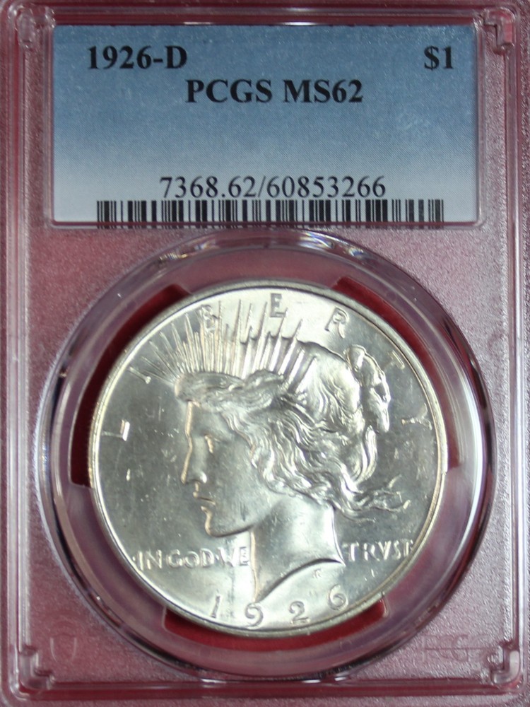 1926-D PEACE DOLLAR PCGS MS62