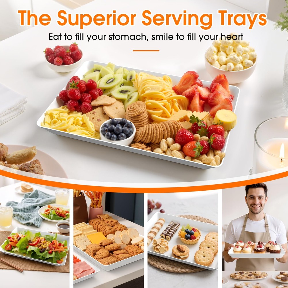 SpaceWhisper 3 Pack Serving Tray, Serving Platters for Snacks, Fruit, Cookies, D