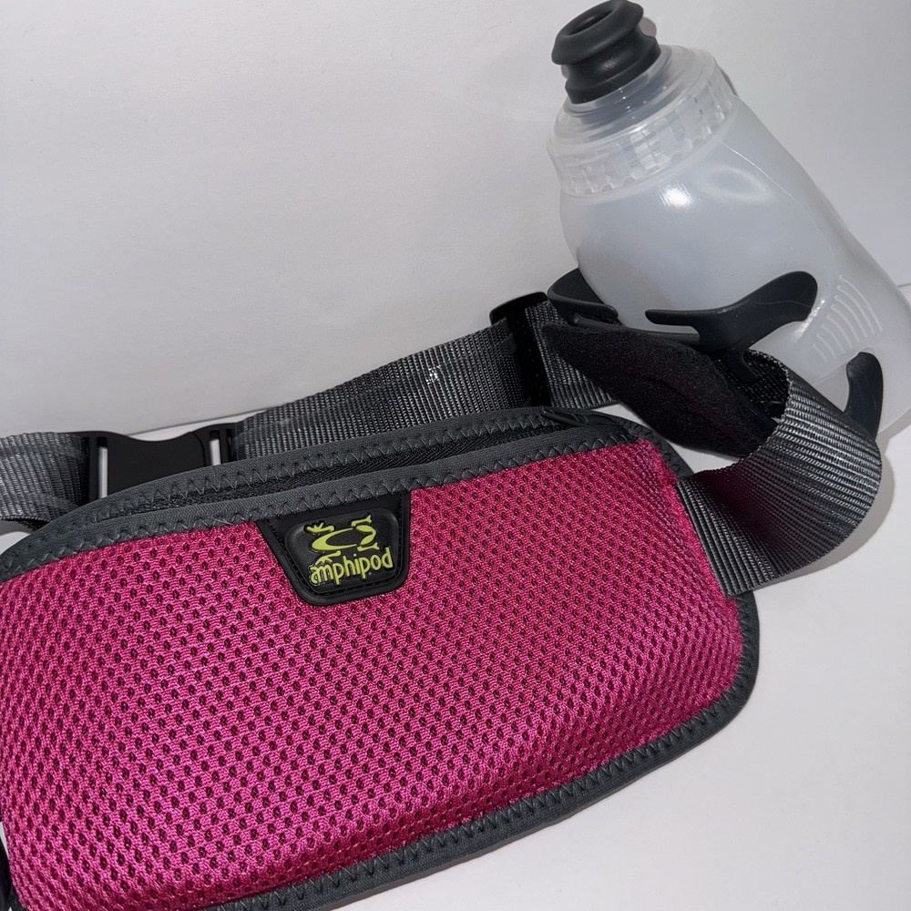 Amphipod RunLite Xtech Hydration Belt 2 Bottle Adjustable Strap Pink Pocket
