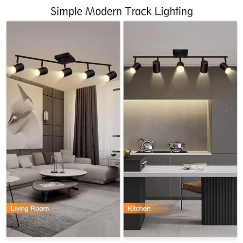 Track Lighting Kit, Kitchen Lighting 5 light track lighting(black) Black
