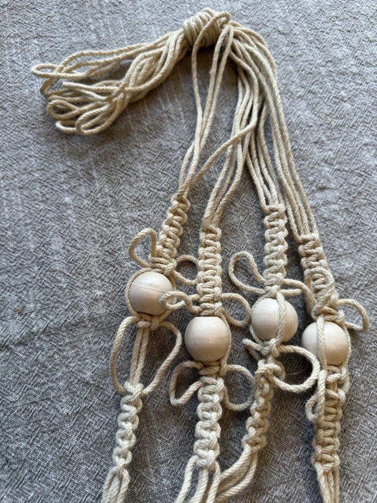 Vintage /BOHO Braided Beige Macrame Plant Holder 60”
