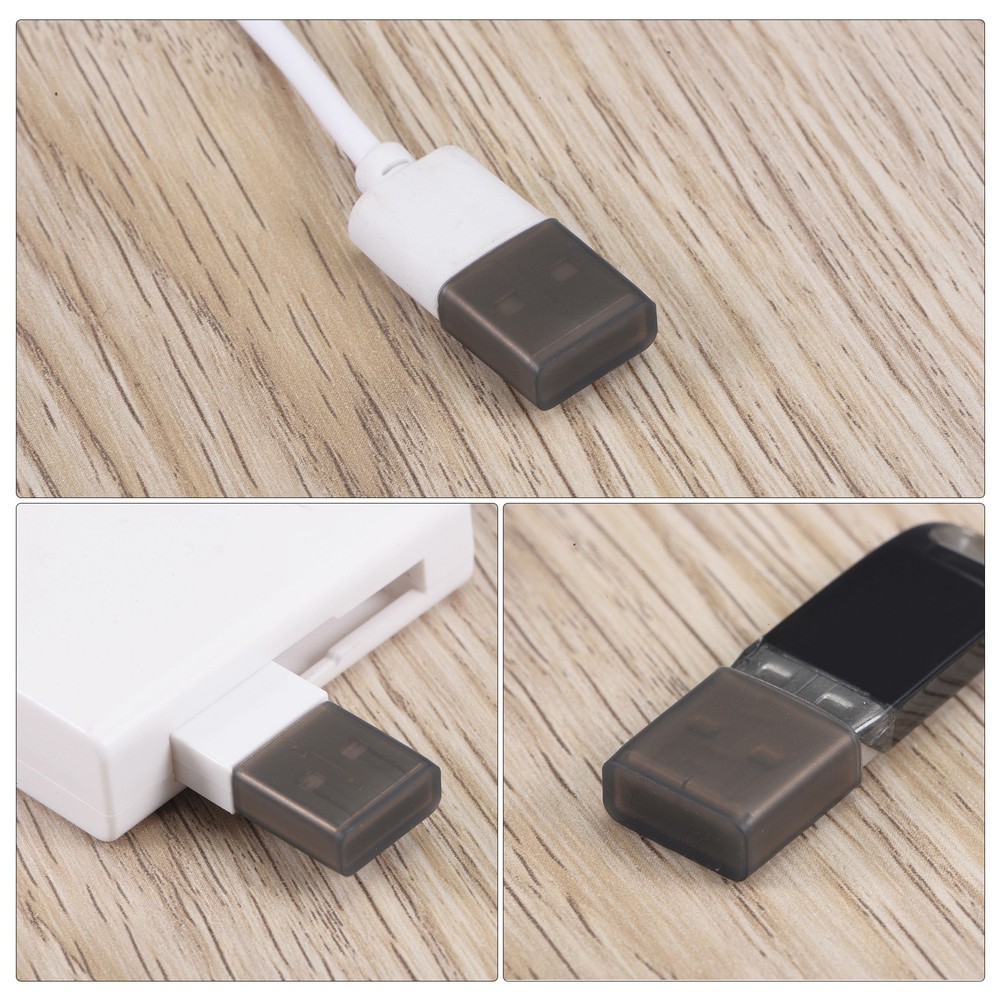 60pcs USB 2.0 Port Cap Cover Silicone Protector for USB Data Cable, Clear Black