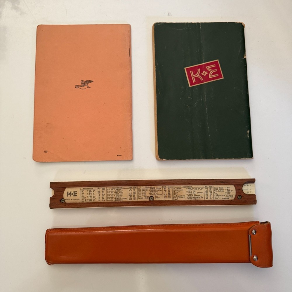 Vintage K&E Polyphase Duplex Slide Rule With Leather Case & Manuals