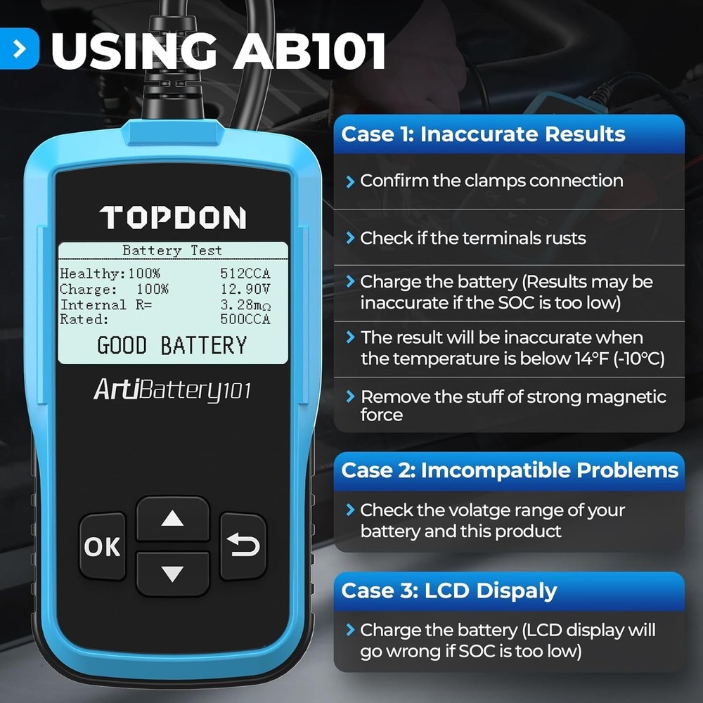 AB101 Car Battery Load Tester - Precision Testing for Smooth Vehicle Operation