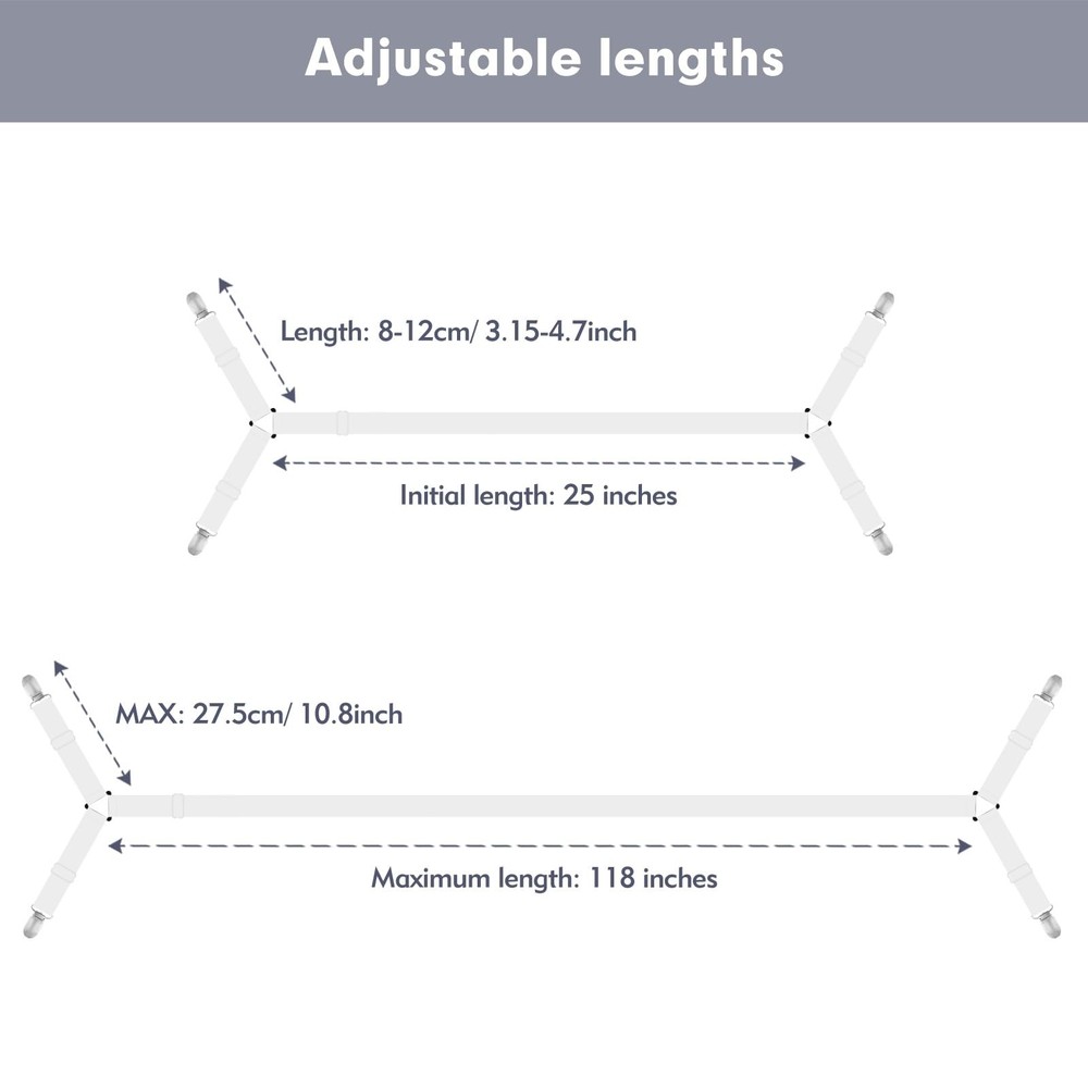4 Pcs Bed Sheet Straps, Adjustable Fitted Sheet Clips Keeping Sheets Place He...