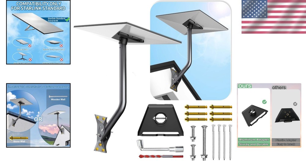 Durable Adjustable Mounting Kit for Starlink Gen 3 - Includes Aluminum Adapter