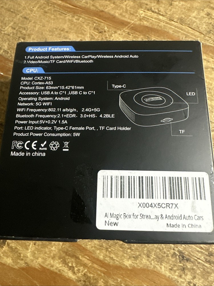 WHYBOX Wireless Carplay Adapter W/ Netflix/YouTube Ai Box for iPhone & Android