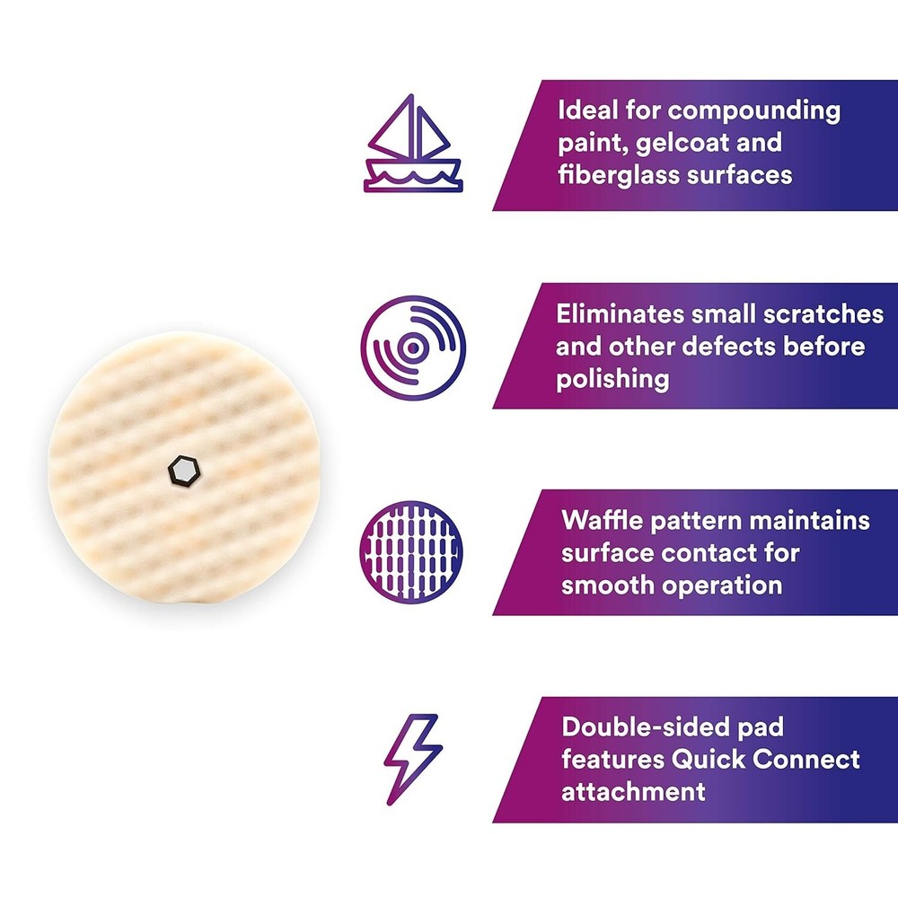 3M (05706) Perfect-It Foam Compounding Pad, Quick Connect, 8 in