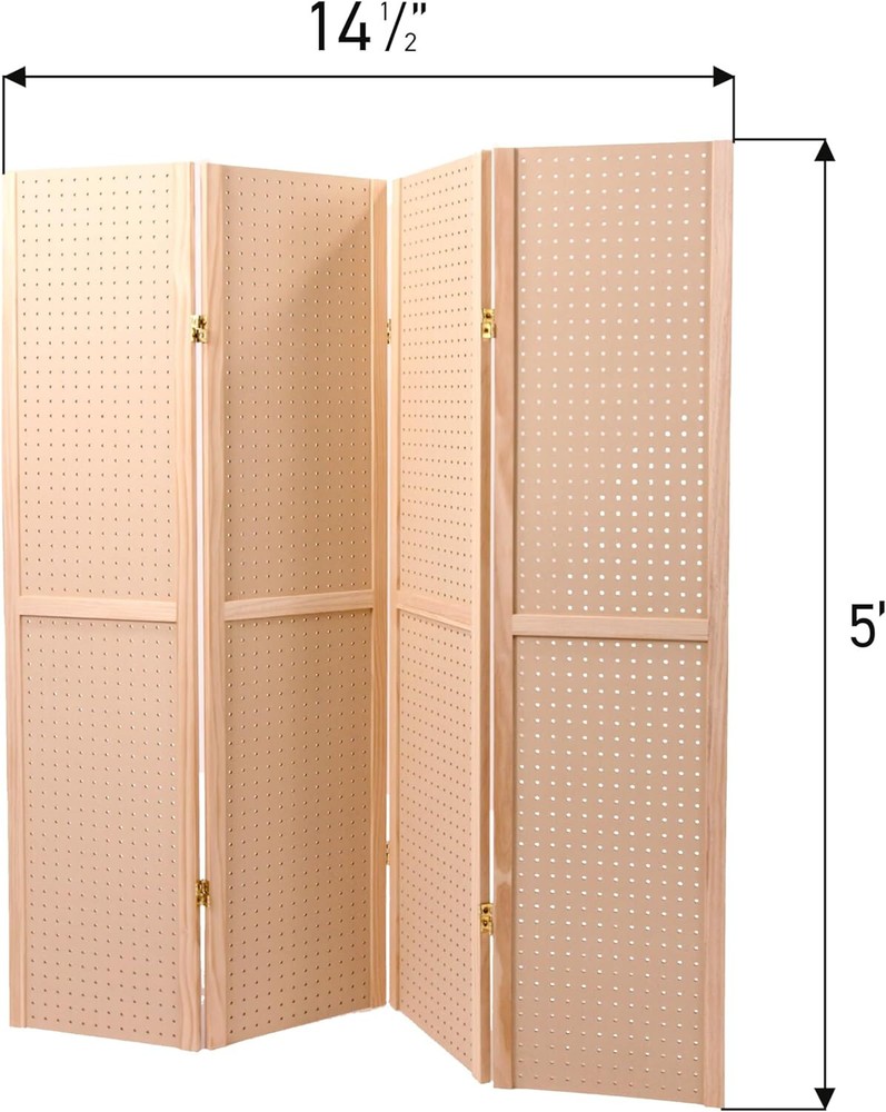 Folding Pegboard Display Craft Display 4 Panel 5' Folds Flat 60" H Peg Board
