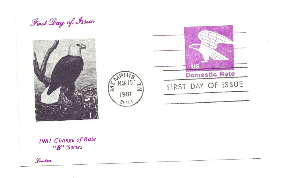 UX88 'B' (12c) Eagle Postal Card Lorstan, FDC
