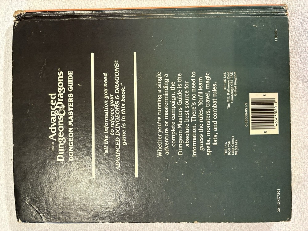 Advanced Dungeons and Dragons Dungeon Masters Guide Hardcover 1979