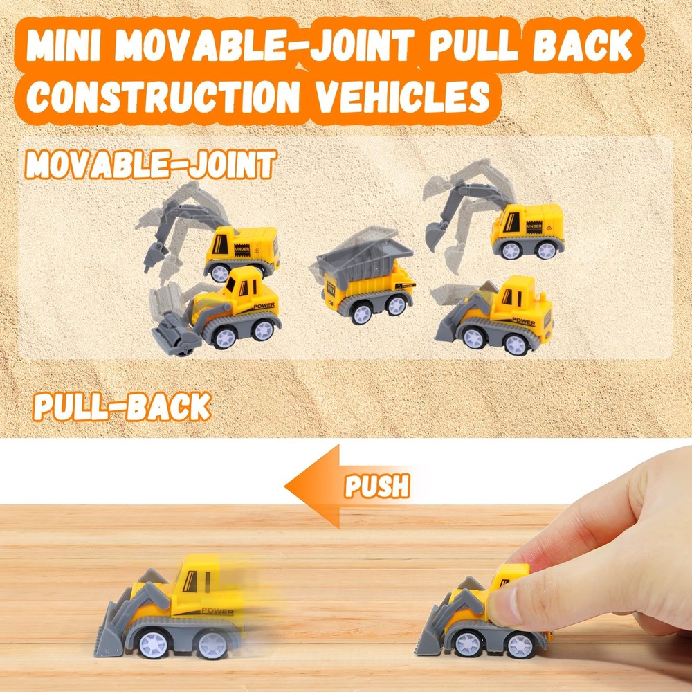 Construction Sensory Bin with Lid, 2.2lbs Sand & 5 Construction Trucks, Senso...
