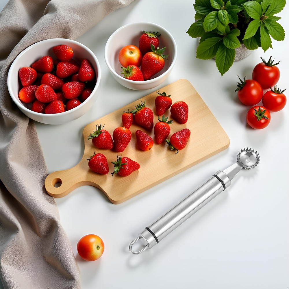 2Pcs Silver Strawberry Huller and Tomato Stem Corer Tool