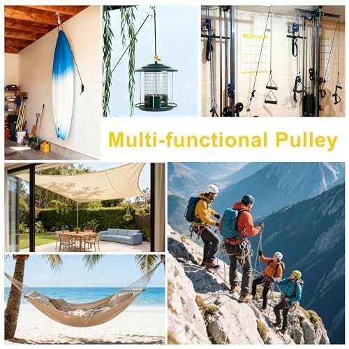 2 Sets Cable Pulley System for Lifting Hanging, Including Heavy Duty M20
