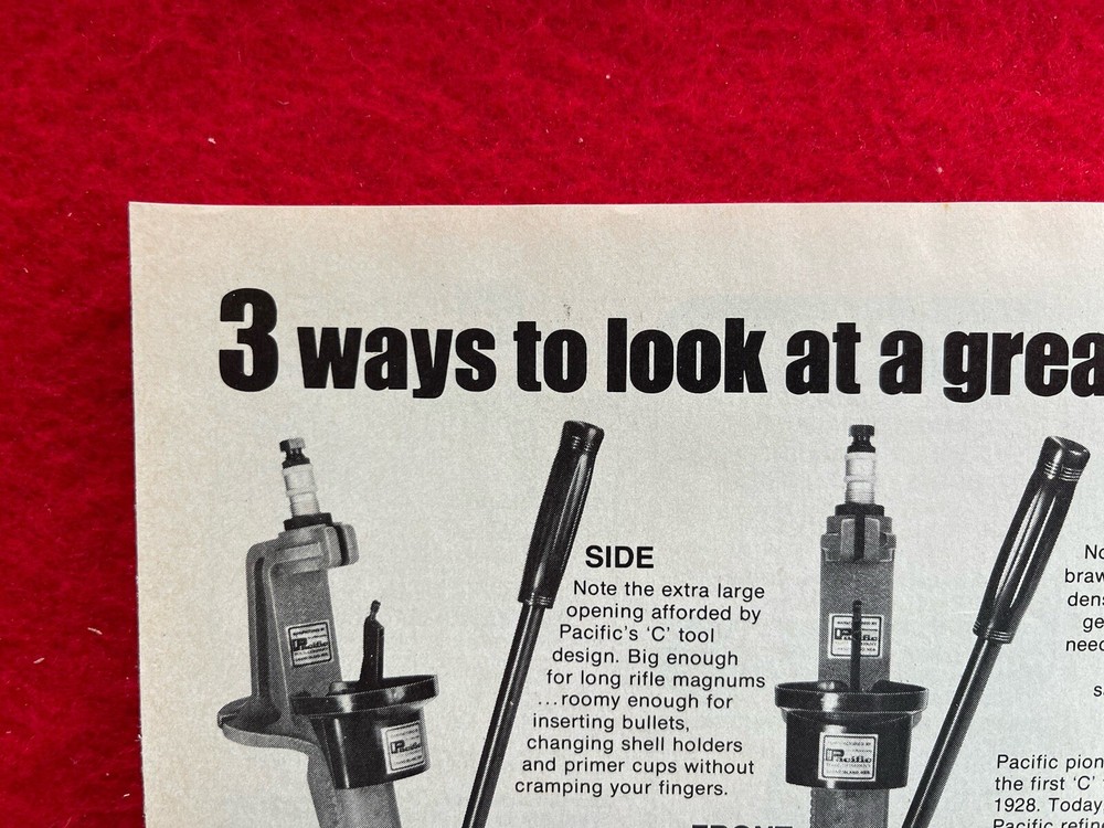 Vintage 1975 Print Ad Power C Pacific Ammunition Reloading Tool Ad