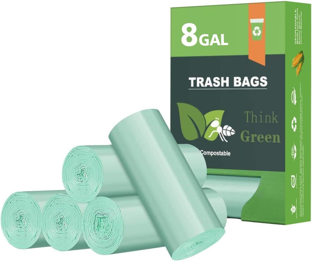 Biodegradable 8 Gallon Trash Bags,  Garbage Bags 8 Gallon, Compostable Medium...
