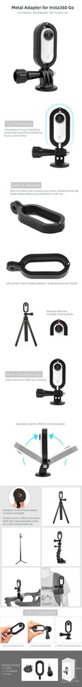 Black Aluminium Alloy Frame Protective Case Adapter Mount For Insta 360 Camera g