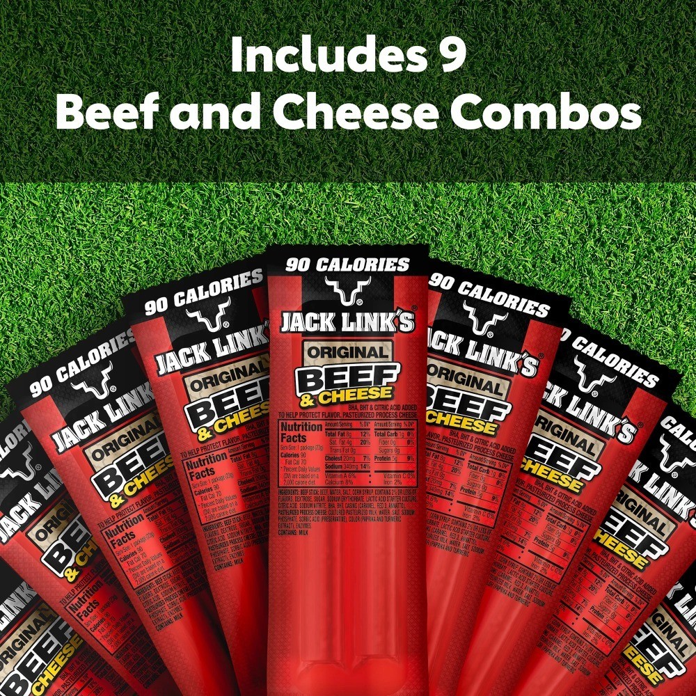 Beef and Cheese Snack Sticks 9 Pack Original Flavor