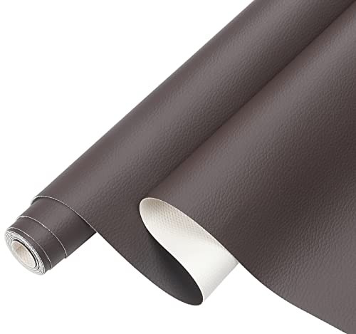 Lychee Texture Solid Color Faux Leather Sheets13.8 Dark Brown