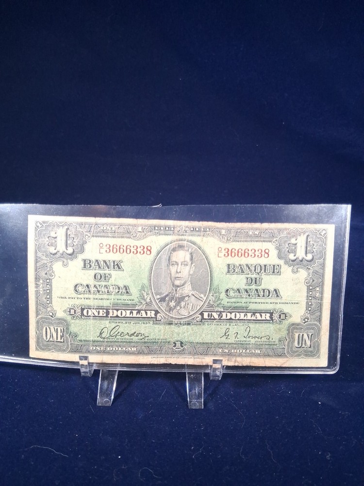 1937 CANADA 1 DOLAR BANKNOTE WORLD WAR II